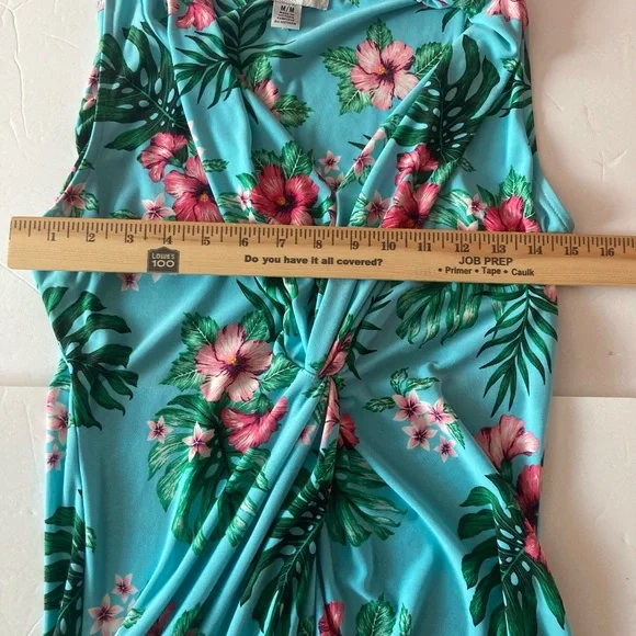 Tommy Bahama SZ M Sleeveless Tropical Floral Maxi Dress in Blue and Pink - Picture 9 of 12